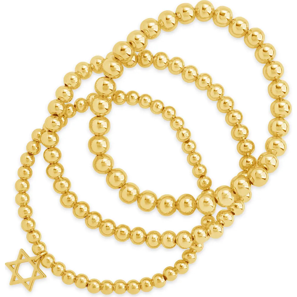 Sterling Forever Nessa Star of David 3-Pack Beaded Bracelets in Gold at Nordstrom Rack | Nordstrom Rack