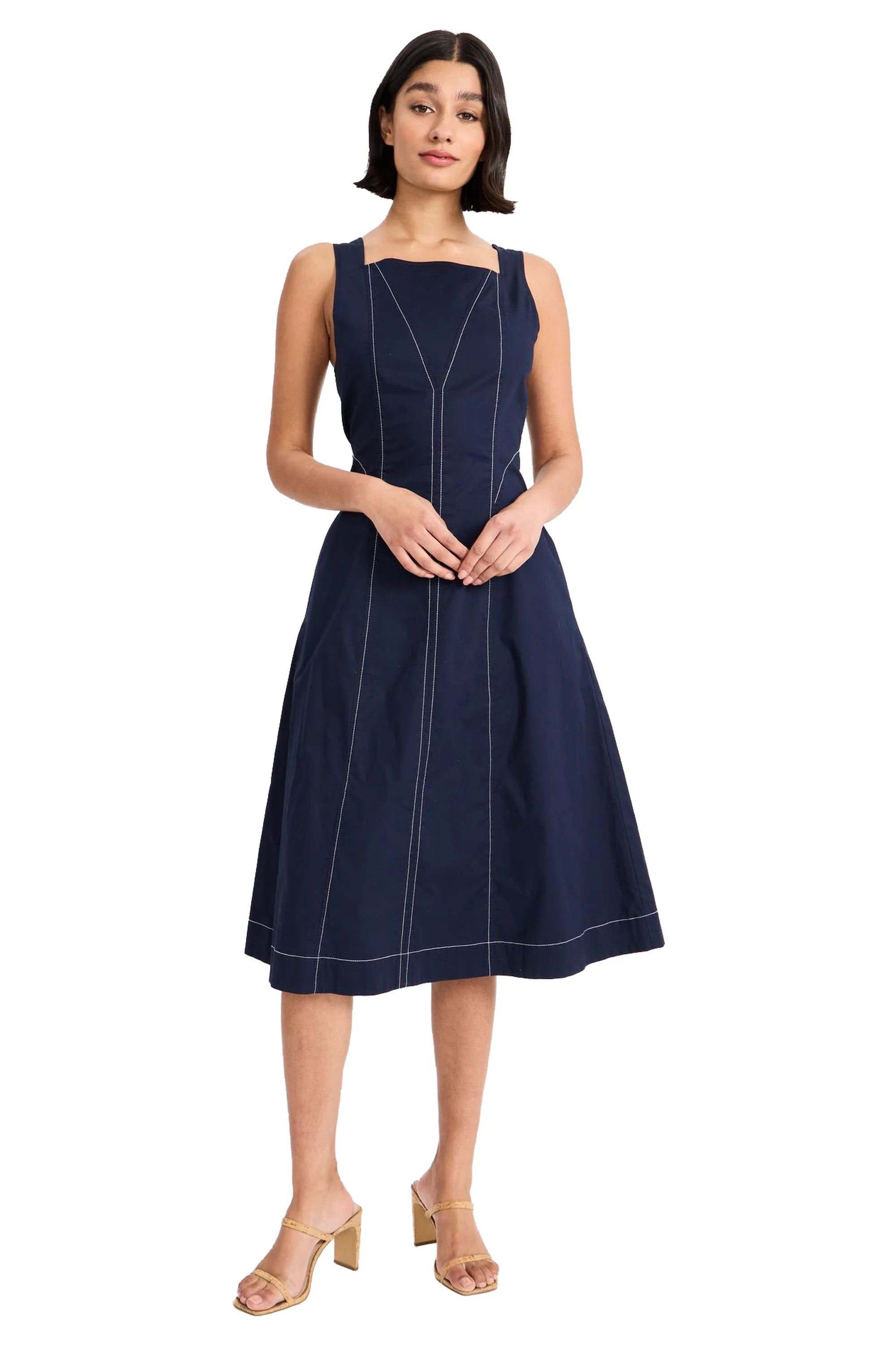 Vicki Cotton Square Neck Sleeveless Midi Fit and Flare | Maggy London | Maggy London
