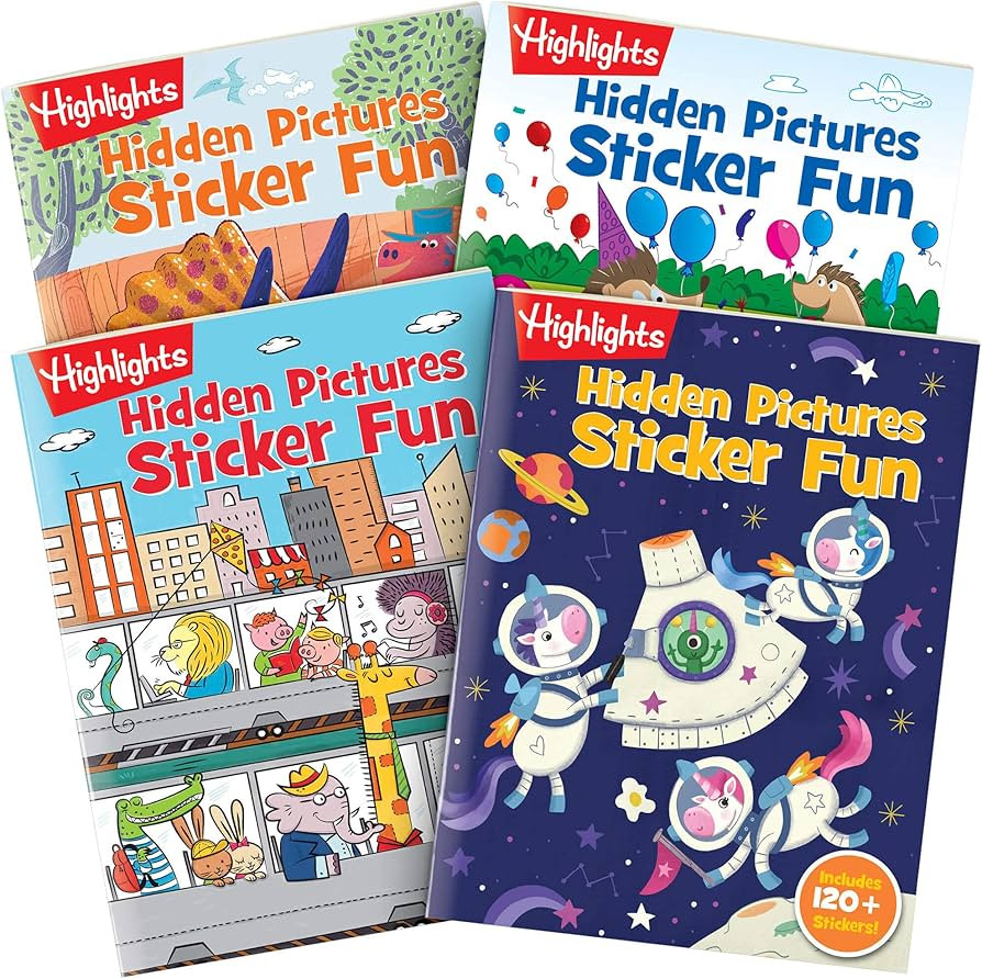 Highlights Hidden Pictures Sticker Fun Sticker Books for Kids Ages 3-6, 4-Pack, 64 Pages - Volume... | Amazon (US)