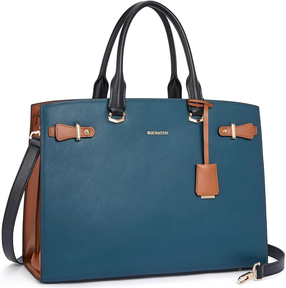 BOSTANTEN Briefcase for Women 15.6 Inch Genuine Leather Laptop Briefcase Shoulder Work Tote Bag P... | Amazon (US)