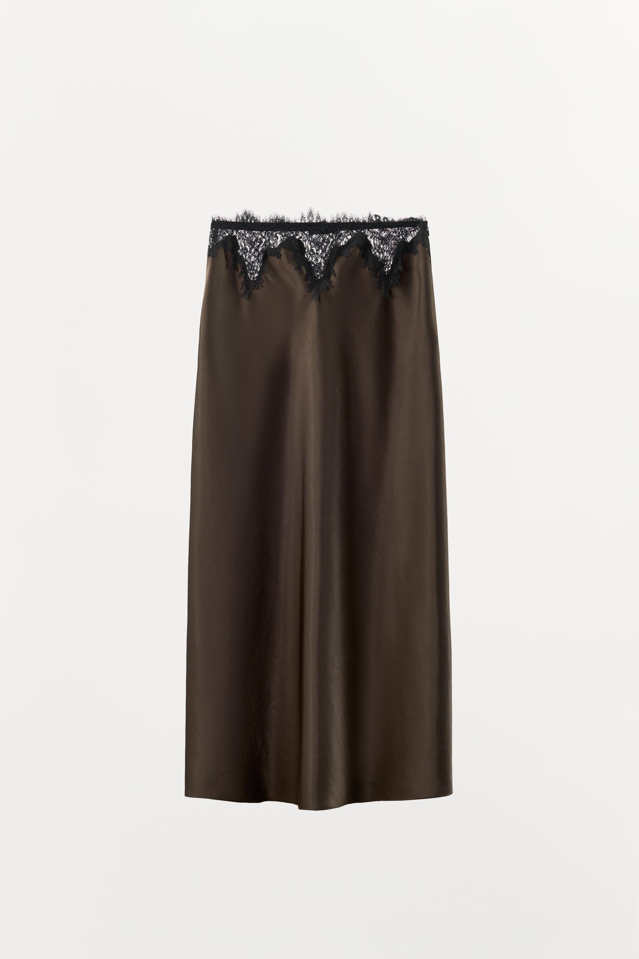 SATIN SKIRT WITH LACE TRIM | Zara UK