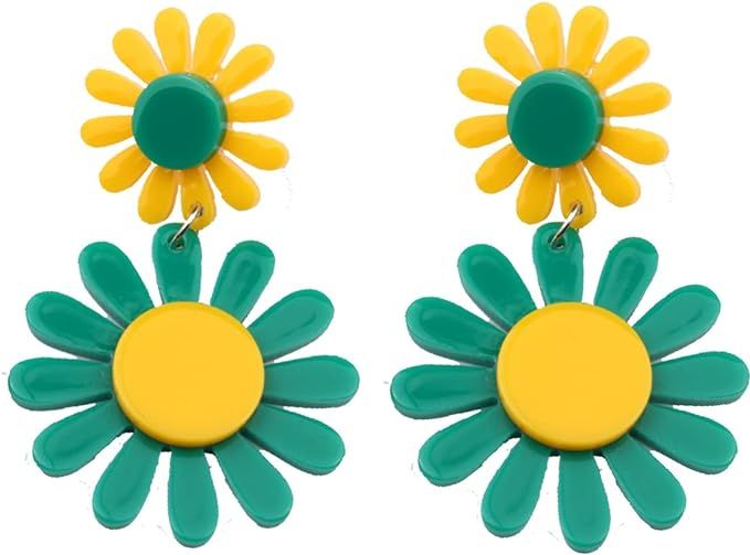 Daisy Earrings for Women 70s 80s 60s Retro Earrings For Women, 90s Daisy Mismatch Color Change He... | Amazon (US)
