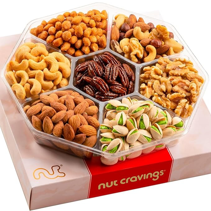 NUT CRAVINGS - Holiday Christmas Mixed Nuts Gift Basket in Red Gold Box (7 Assortments, 1 LB) Xma... | Amazon (US)