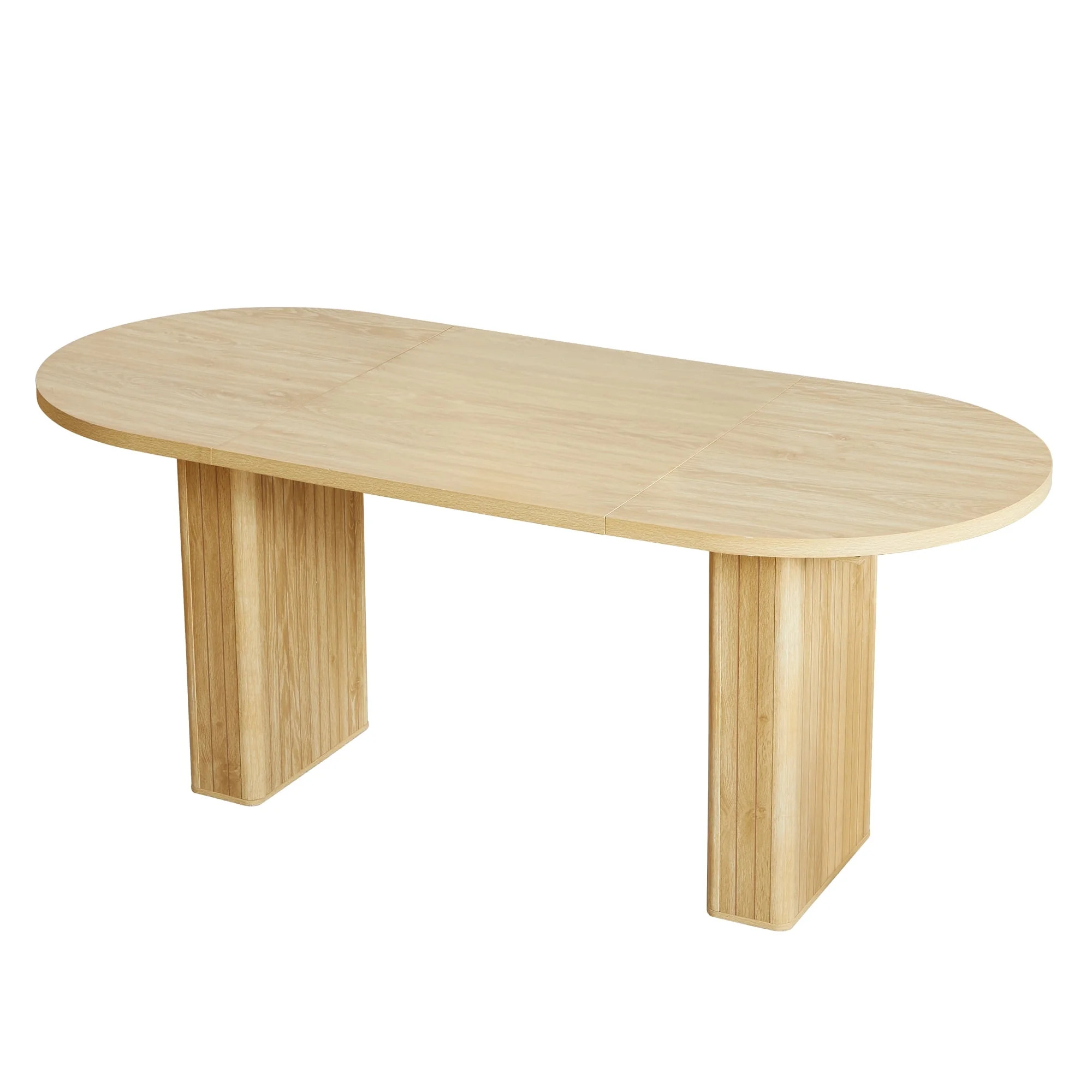 70.8 Inch Wood Dining Table for 4-6 People, Oval Kitchen Table with Wood Strip Base, Modern Farmh... | Walmart (US)