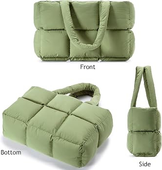Herald Puffer Tote Bag for Women, Large Quilted Puffy Handbag Lightweight Satchel Purse for Work ... | Amazon (US)
