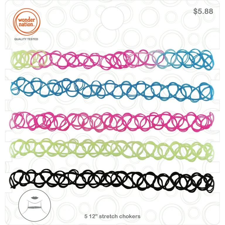 Wonder Nation Kids Tattoo Chokers, 5 Pack Multi-color | Walmart (US)