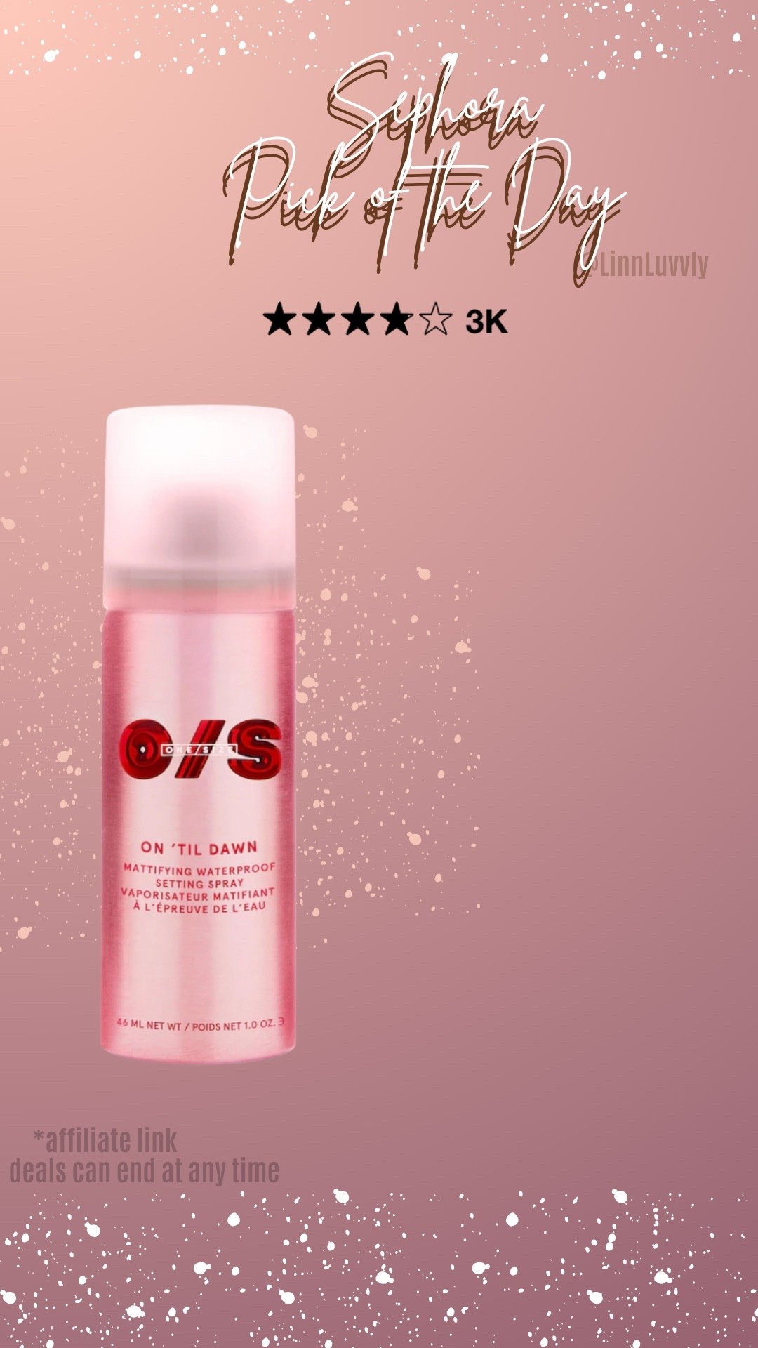 ONE/SIZE by Patrick Starrr 
Mini On 'Til Dawn Mattifying Waterproof Setting Spray

#LTKBeauty