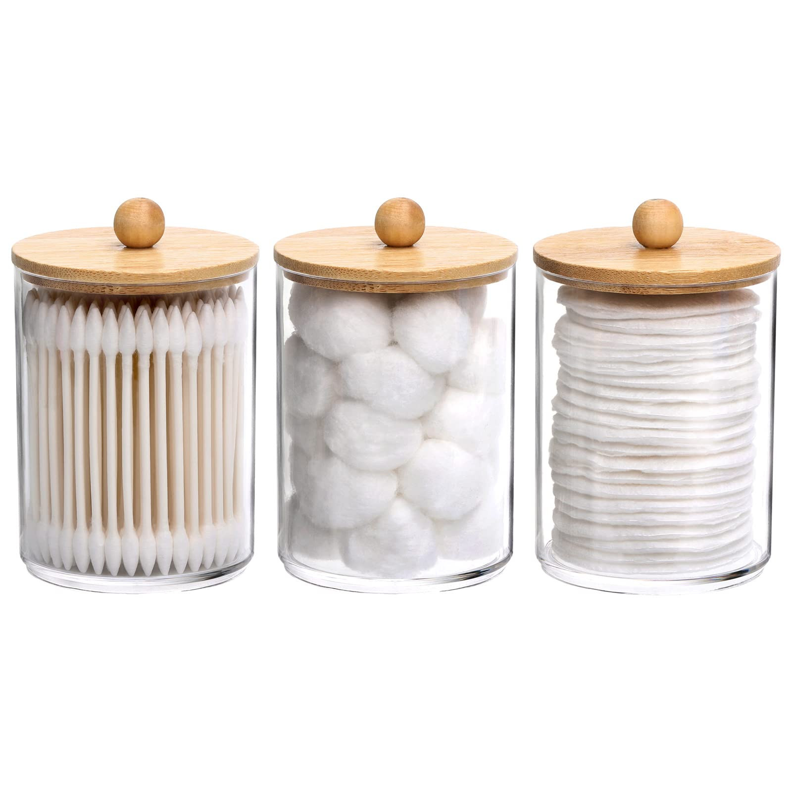 Tbestmax 10 Oz Cotton Swab/Ball/Pad Holder, Qtip Apothecary Jar, Clear Bathroom Containers Dispen... | Amazon (UK)