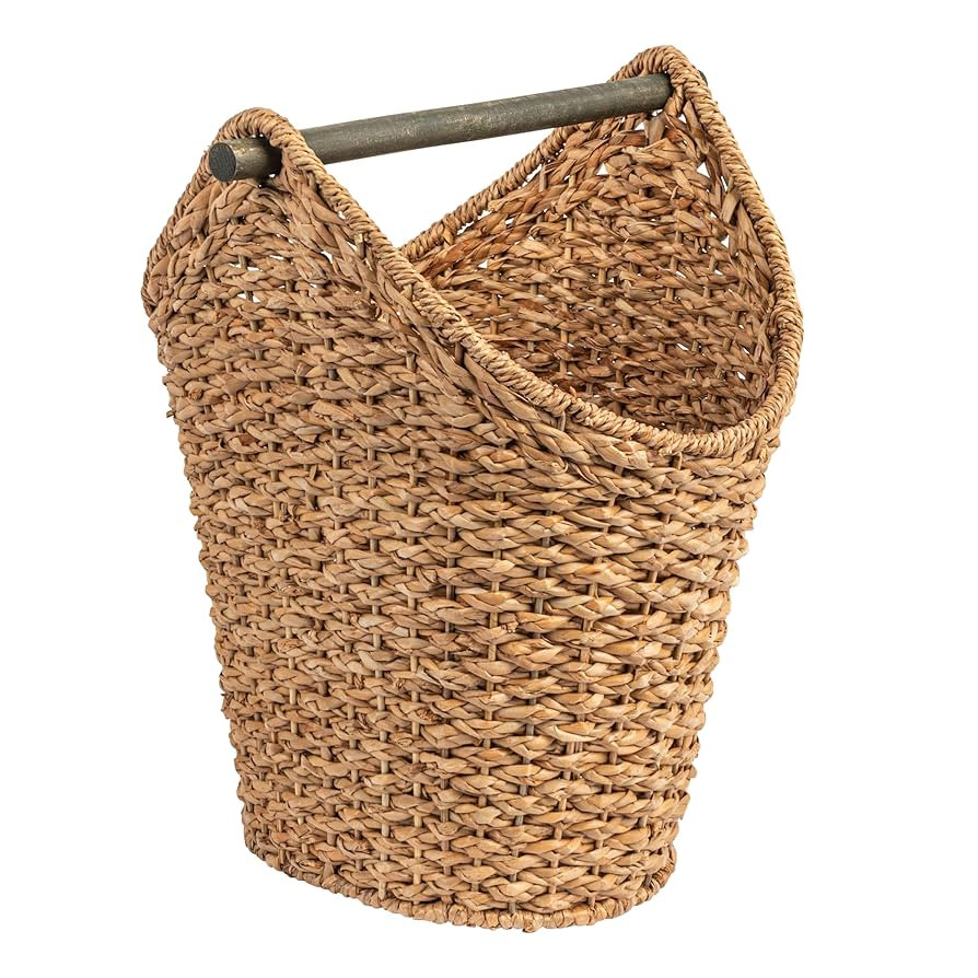Creative Co-Op Bankuan Braided Oval Toilet Paper Basket with Wood Bar | Amazon (US)