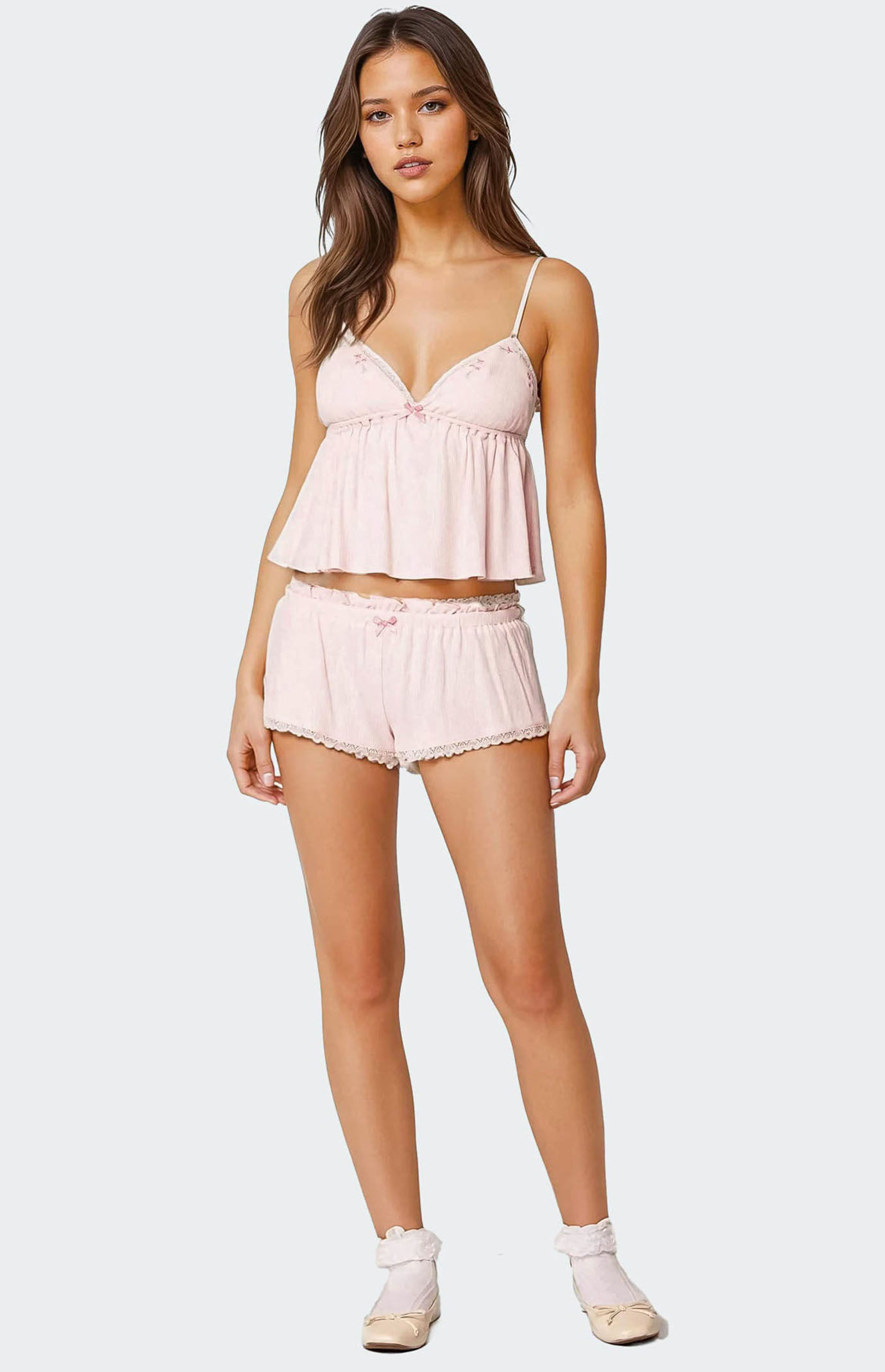 Edikted Women's Dream Waffle Shorts in Pink - Size XS | PacSun