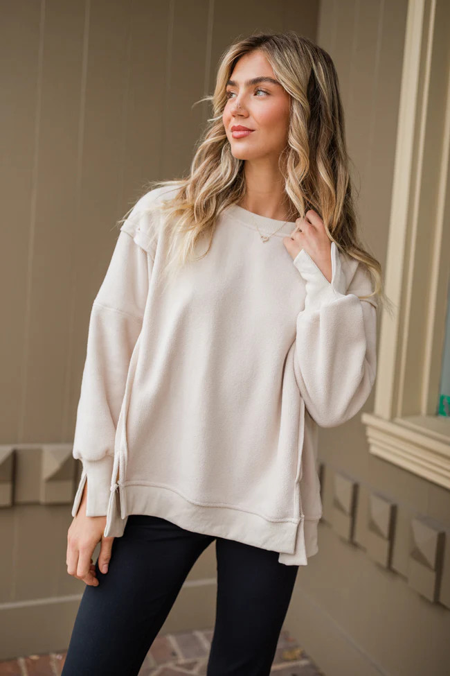 Scouted Out Cream Oversized Fleece Sweatshirt FINAL SALE | Pink Lily