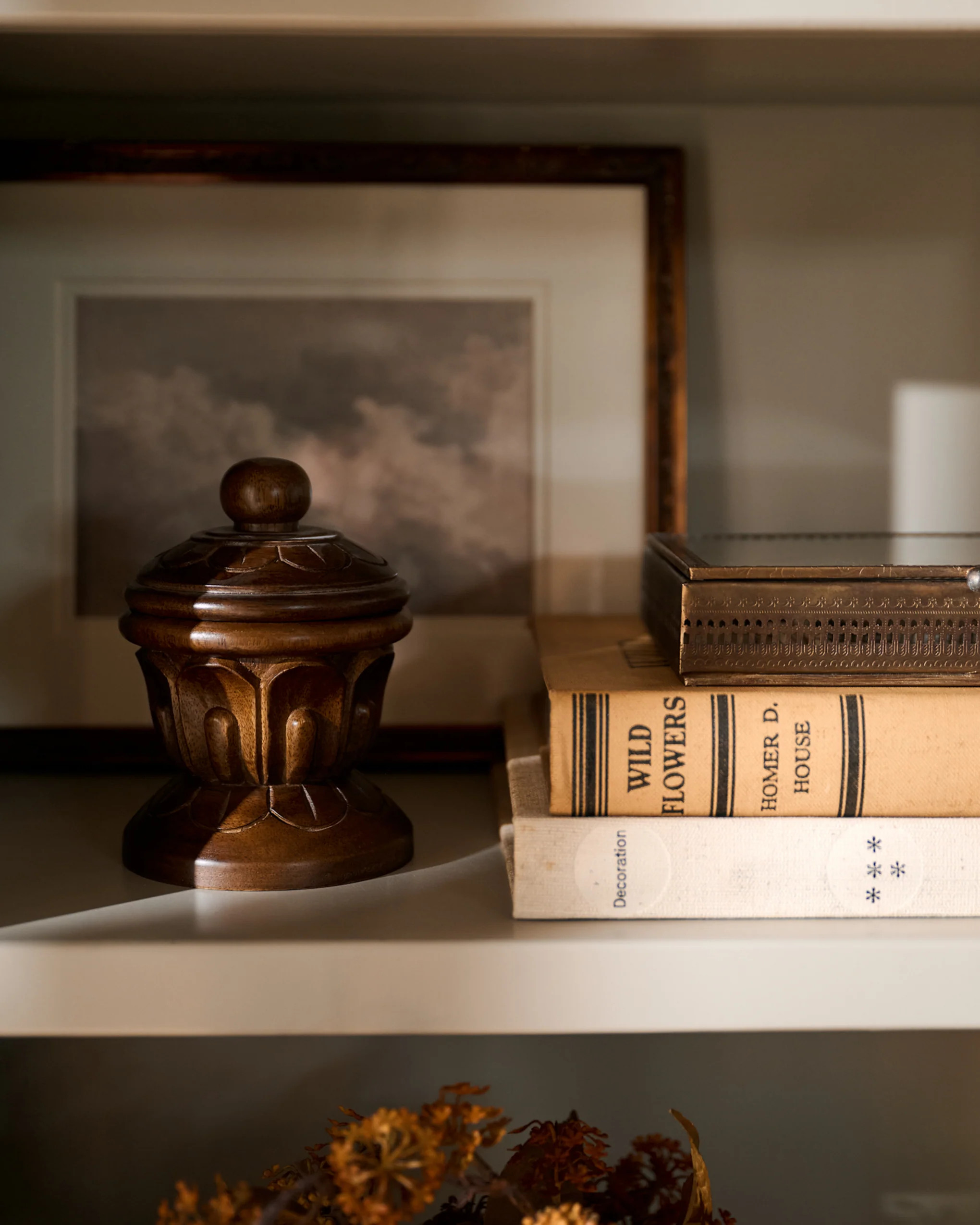 Carved Wood Finial Canister | Magnolia
