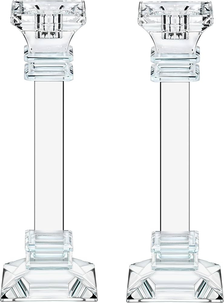 Crystal Candle Holders Set of 2-9.2" Tall Crystal Candlestick Holders - Ultra Elegant & Modern Ce... | Amazon (US)