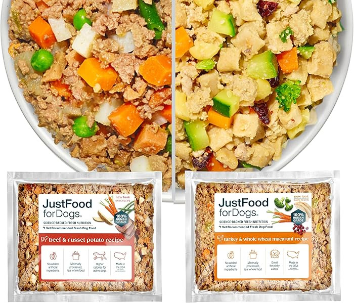 JustFoodForDogs Frozen Fresh Dog Food Topper, Variety Pack, Beef & Turkey Human Grade Dog Food Re... | Amazon (US)