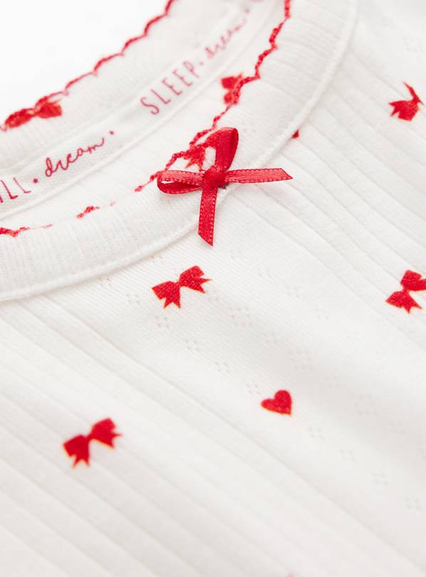 White Heart Print Pointelle Pyjamas 5-6 years | Tu Clothing