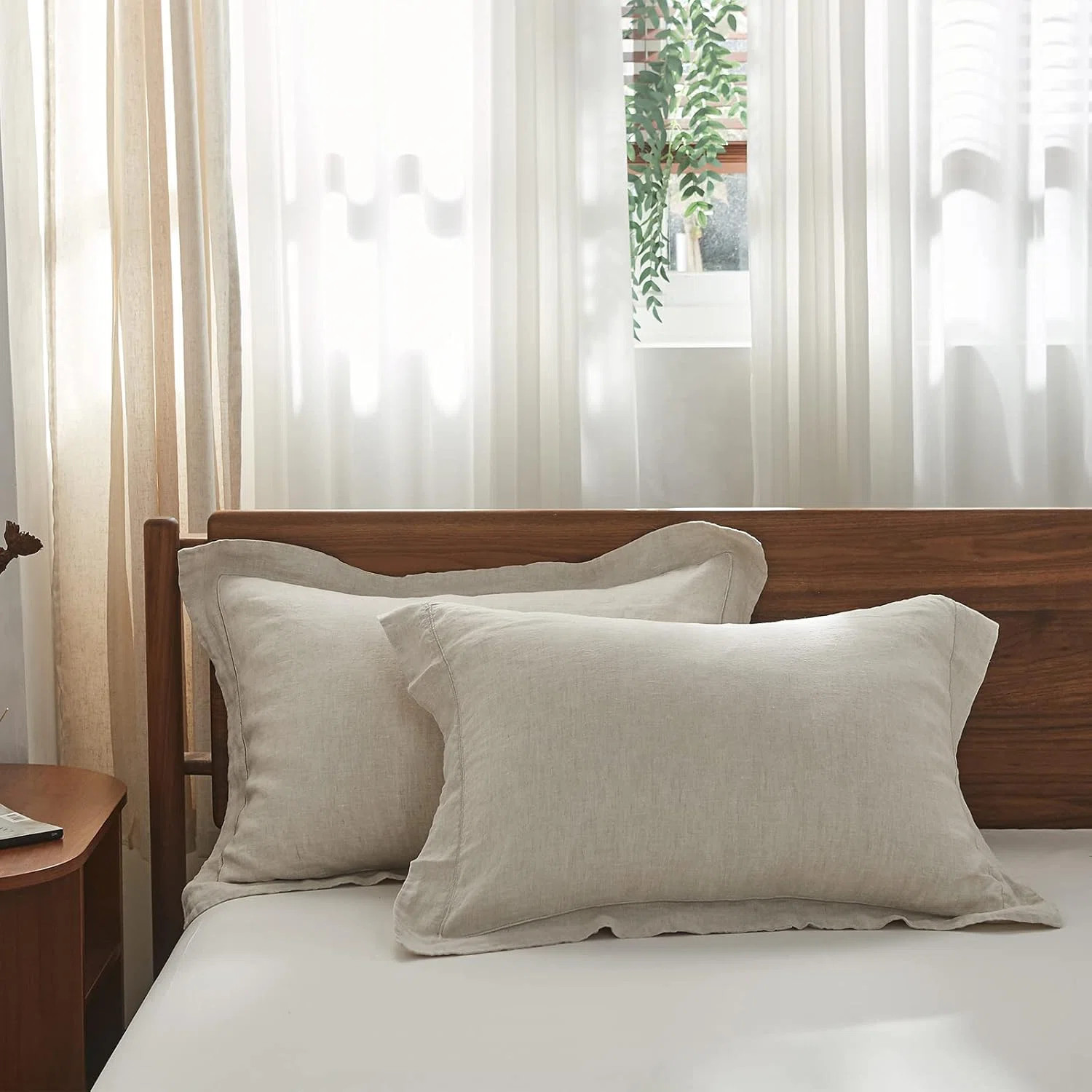 100% French Linen Pillowcase Set Of 2, Pure Flax Pillow Covers With Embroidered | Wayfair North America