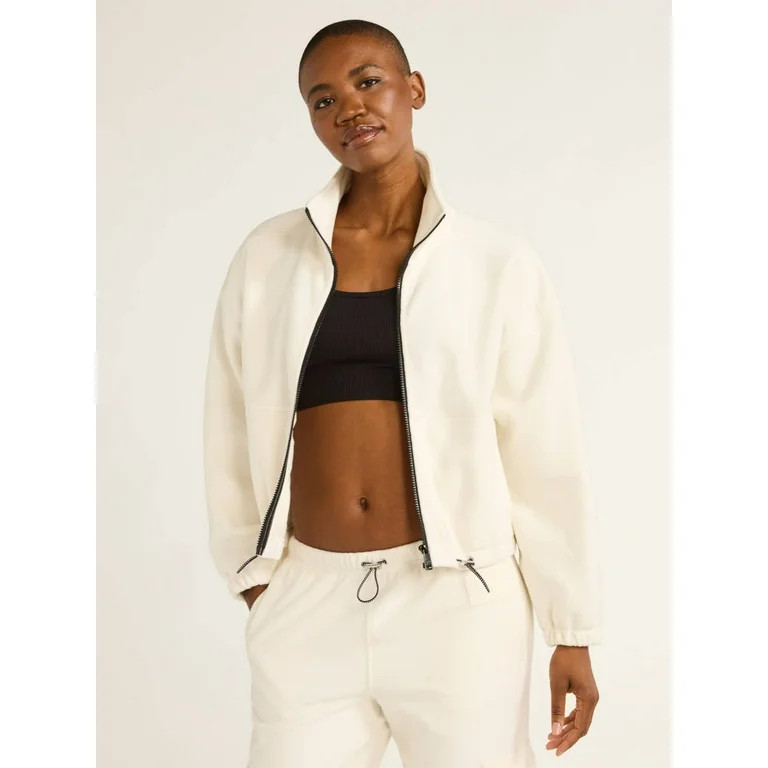 Love & Sports Women's Plus Cropped Zip-Front Fleece Sweatshirt, Sizes XS-XXXL | Walmart (US)