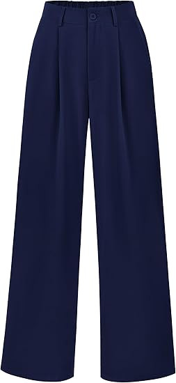 PRETTYGARDEN Womens Causal Wide Leg Pants High Elastic Waisted Long Work Office Suit Pants | Amazon (US)