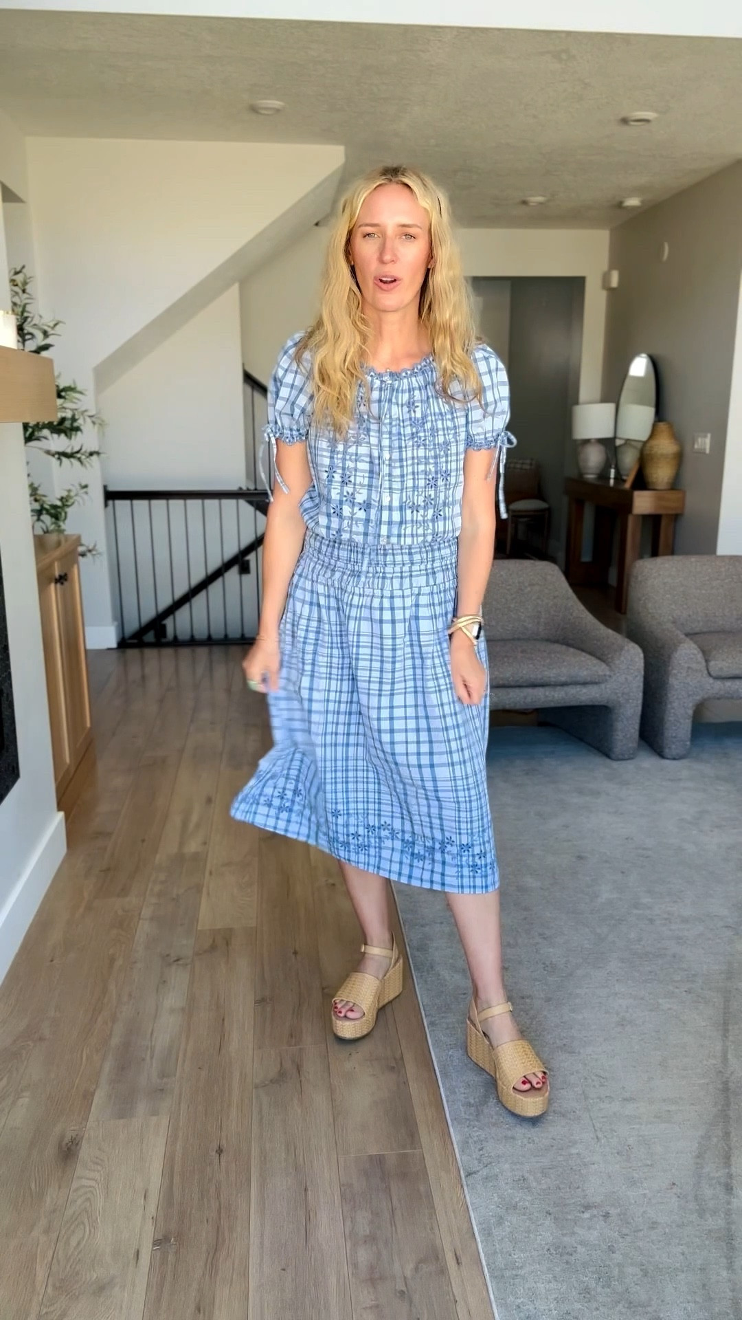 This set is such a good spring find 🤍 The cutest blue gingham two-piece that you can wear together or mix + match with other staples in your closet. The top is lightweight and feminine with the sweetest details, and the skirt has a comfy elastic waist 🙌

Runs true to size — I’m wearing a medium in both pieces.

Perfect for everyday wear, brunch, or even a casual date night 🌸

#LTKStyle #LTKFinds #WalmartFashion #WalmartFinds #AffordableStyle #SpringOutfits #ModestFashion #EverydayStyle #BudgetFriendlyFashion #MomStyle