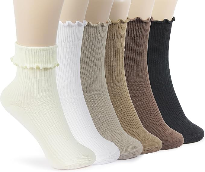 BomKinta Ruffle Socks for Women - Lightweight Thin Cuff Frilly Sock - Cute Casual Ankle Socks | Amazon (CA)