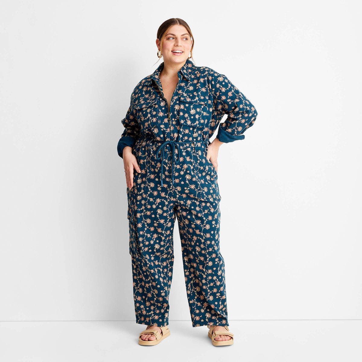 Women's Floral Print Long Sleeve Zip-Front Boilersuit - Future Collective™ with Jenny K. Lopez | Target