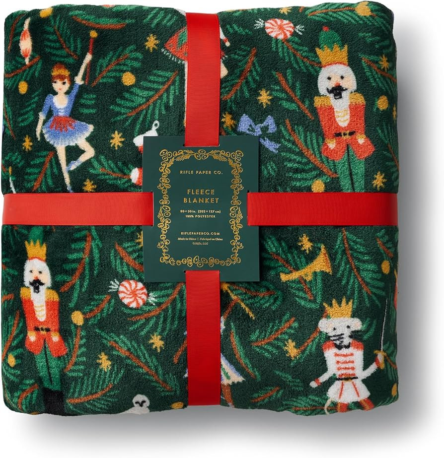 RIFLE PAPER CO. Nutcracker Ballet Plush Fleece Blanket | Cozy Up in This Soft Decorative Holiday ... | Amazon (US)