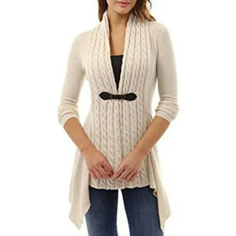Women Long Sleeve Sweater Top Casual Cardigan Irregular Knitted Outwear Coat Waterfall Plus Size | Walmart (US)