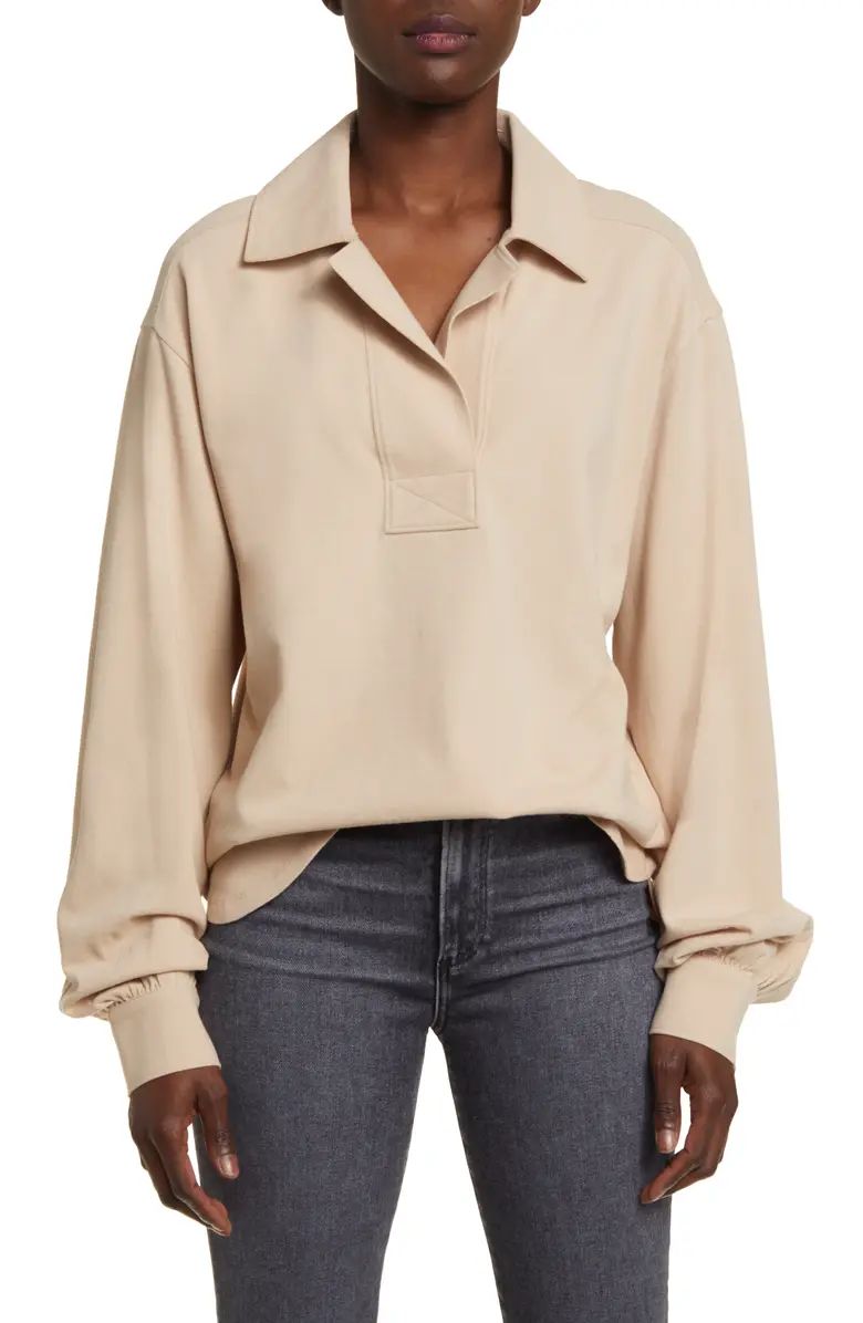 Oversize Long Sleeve Cotton Polo | Nordstrom