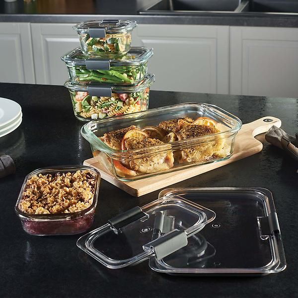 Rubbermaid Brilliance Glass Food Storage Container Set | The Container Store