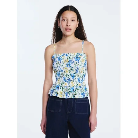 Free Assembly Women's Smocked Top with Peplum Hem, Sizes XS-XXL | Walmart (US)