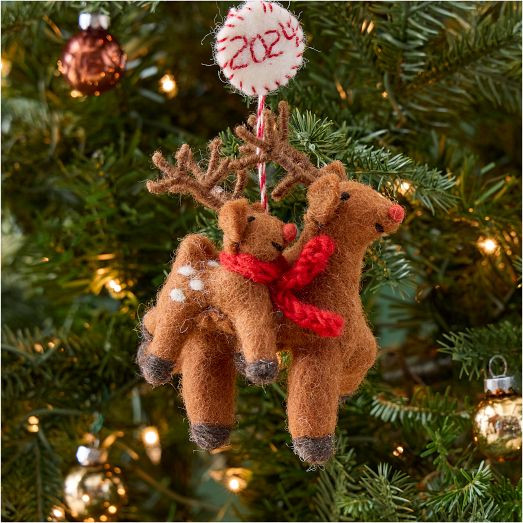 Baby's First Holiday Felt Reindeer Ornament | West Elm (US)