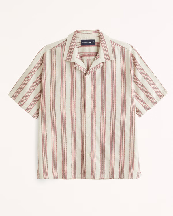 Camp Collar Linen-Blend Shirt | Abercrombie & Fitch (US)