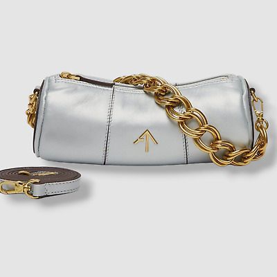 $456 Manu Atelier Women's Silver Metallic XX Mini Cylinder Shoulder Purse Bag  | eBay | eBay US