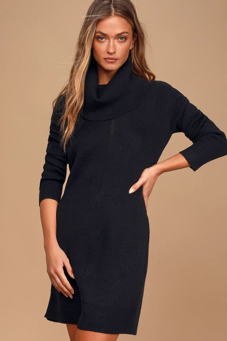 Tea Reader Black Sweater Dress | Lulus