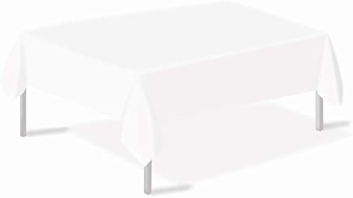 White Plastic Tablecloths 3 Pack Disposable Table Covers 54 x 108 Inches Shower Party Tablecovers... | Amazon (US)