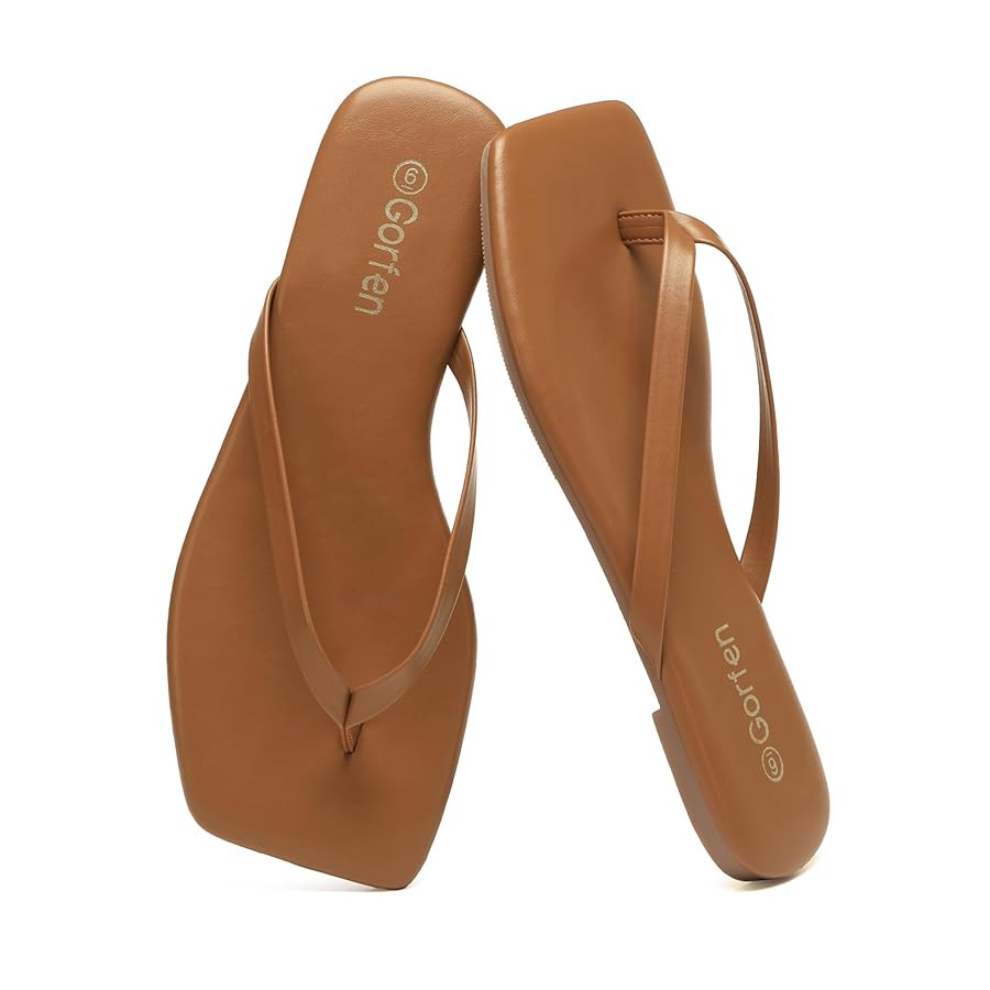 Flip Flops for Women Comfortable Square Toe Casual Beach Sandals Summer Outdoor and Everyday Wear | Amazon (US)