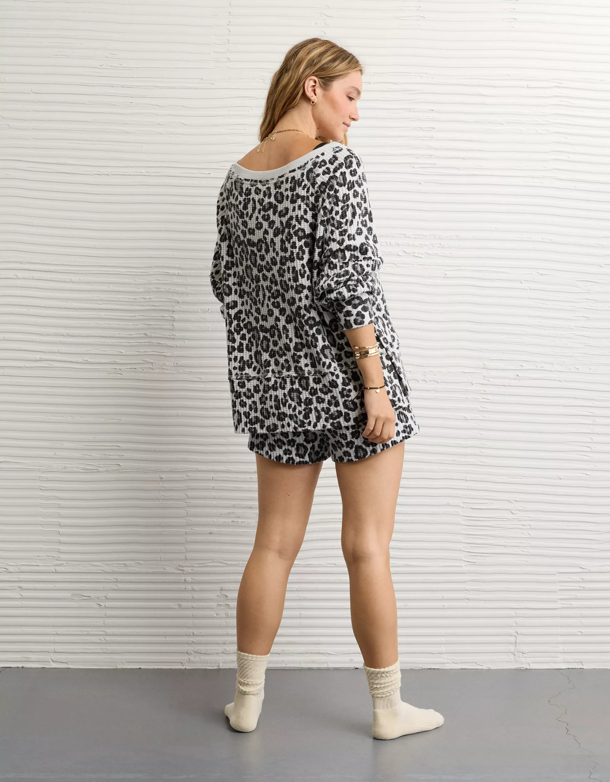 AE Big Hug Off-The-Shoulder Waffle Sweatshirt | American Eagle Outfitters (US & CA)