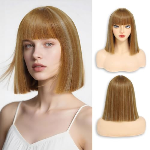 Bkiyyi honey blonde bob wig, blonde hair for an Amy Dunne costume