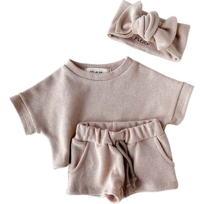 Knit Set with Headband, Light Beige | Maisonette
