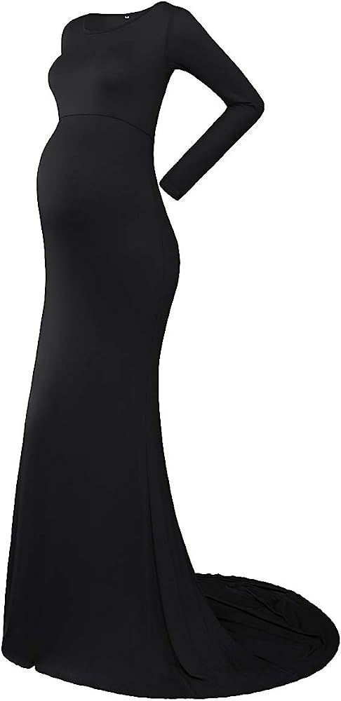 Maternity Elegant Fitted Photography Gown Long Sleeve Slim Fit Maxi Photography Floor Baby Shower... | Amazon (US)
