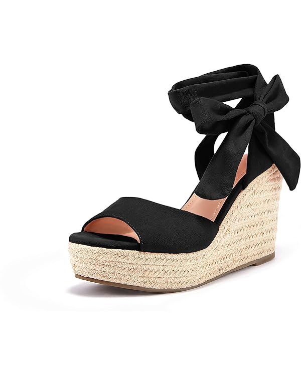 SERAIH Womens Lace up Espadrilles Platform Wedges Sandals Heels Tie Ankle Strap Summer Dress Shoe... | Amazon (US)