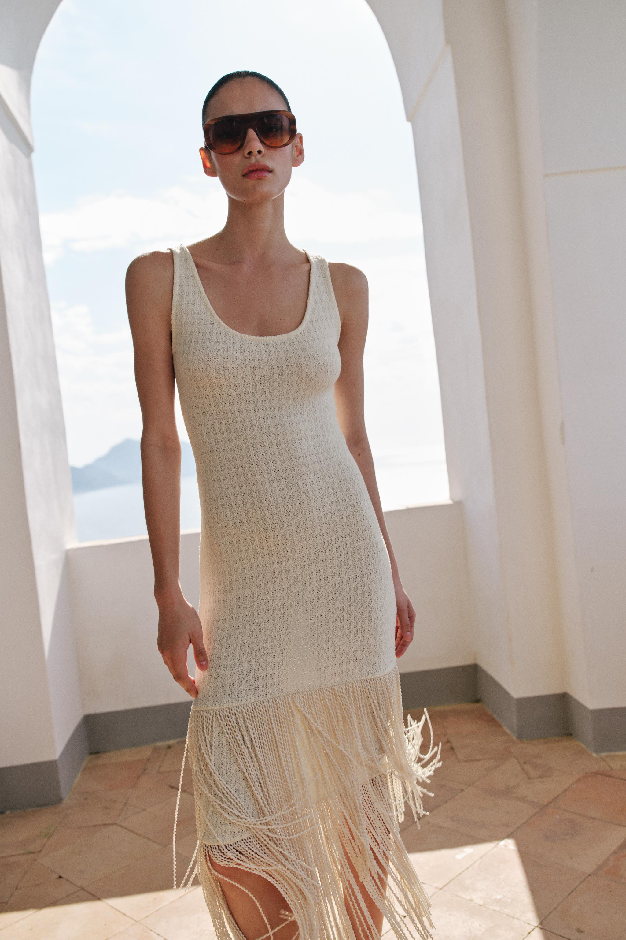 TEXTURED FRINGED DRESS | Zara US