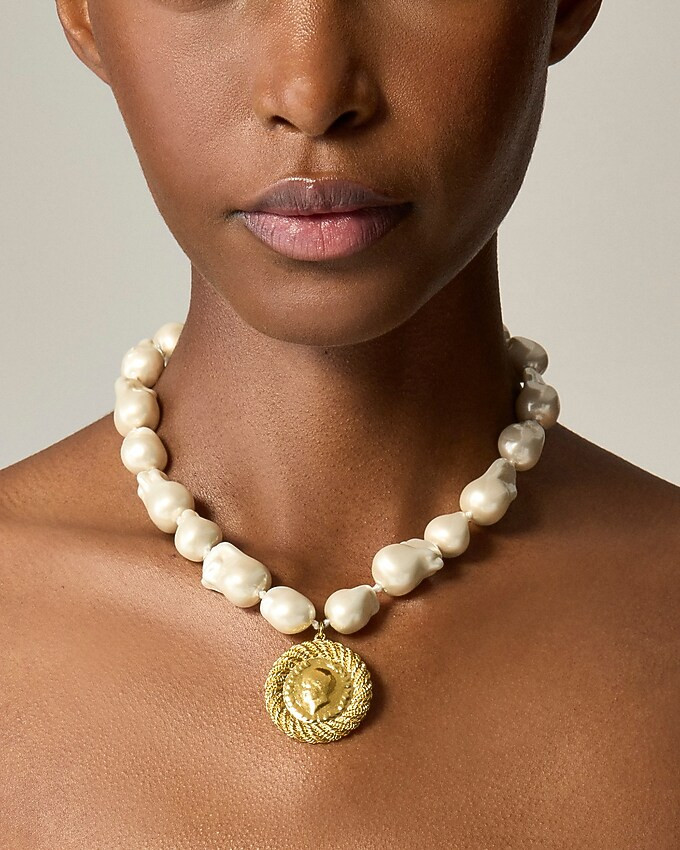 Baroque pearl coin necklace | J. Crew US