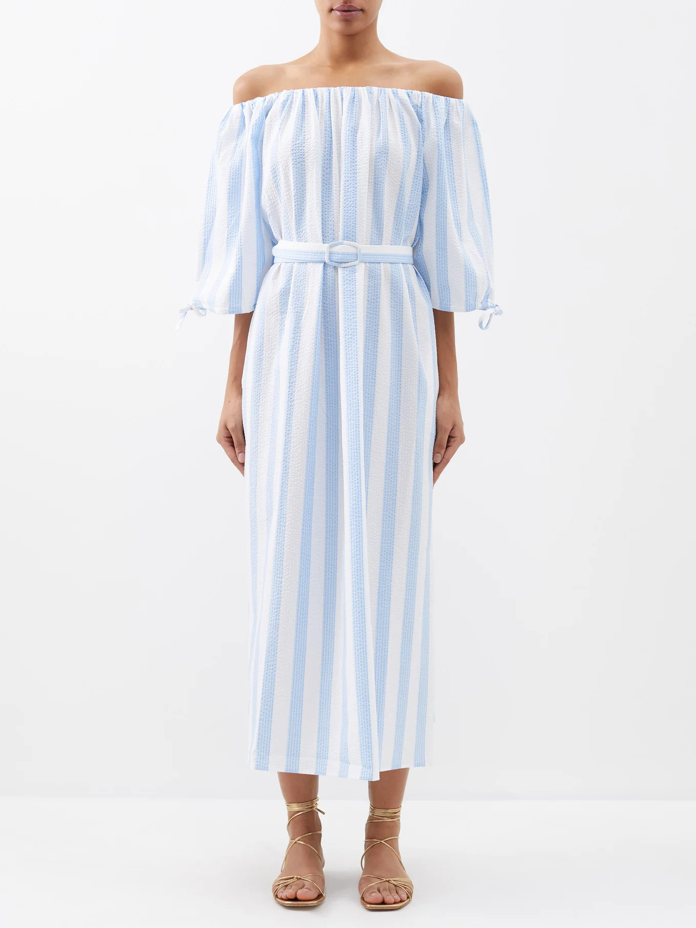 Melissa off-the-shoulder striped-seersucker dress | Evi Grintela | Matches (US)