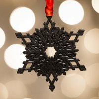 Black Snowflake Ornament | 3 Inch Modern Minimalist Holiday Decoration | Etsy (US)