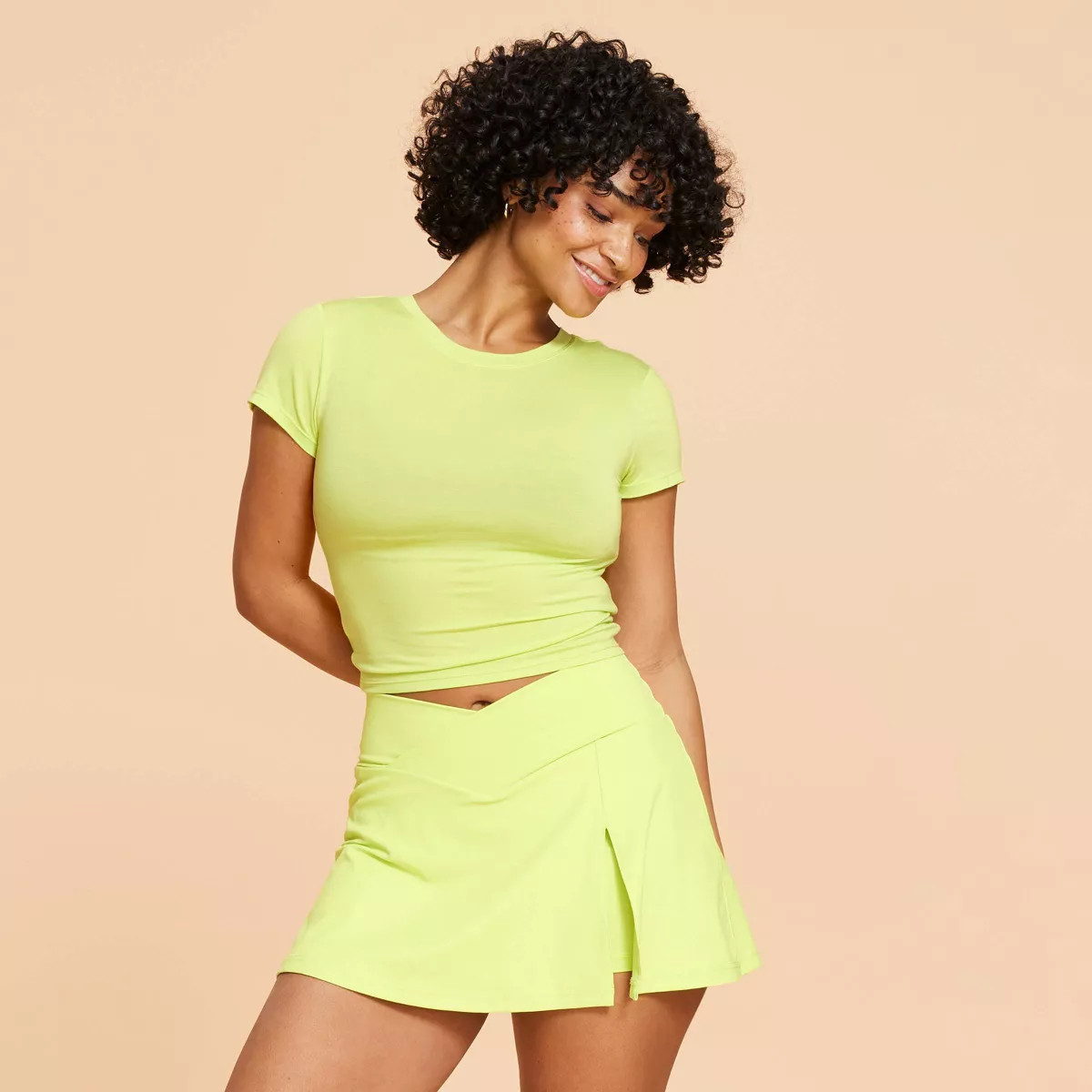 Blogilates Women's Reversible Bow Back Short Sleeve Top - Lime Green M | Target