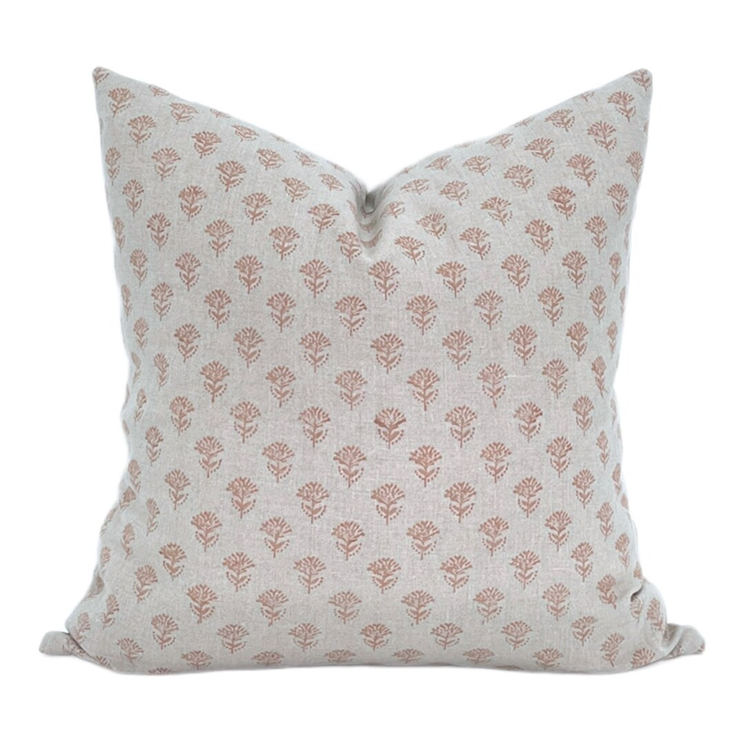 Designer Naya Floral Pillow Cover // Tan Blush Pink Pillow - Etsy | Etsy (US)