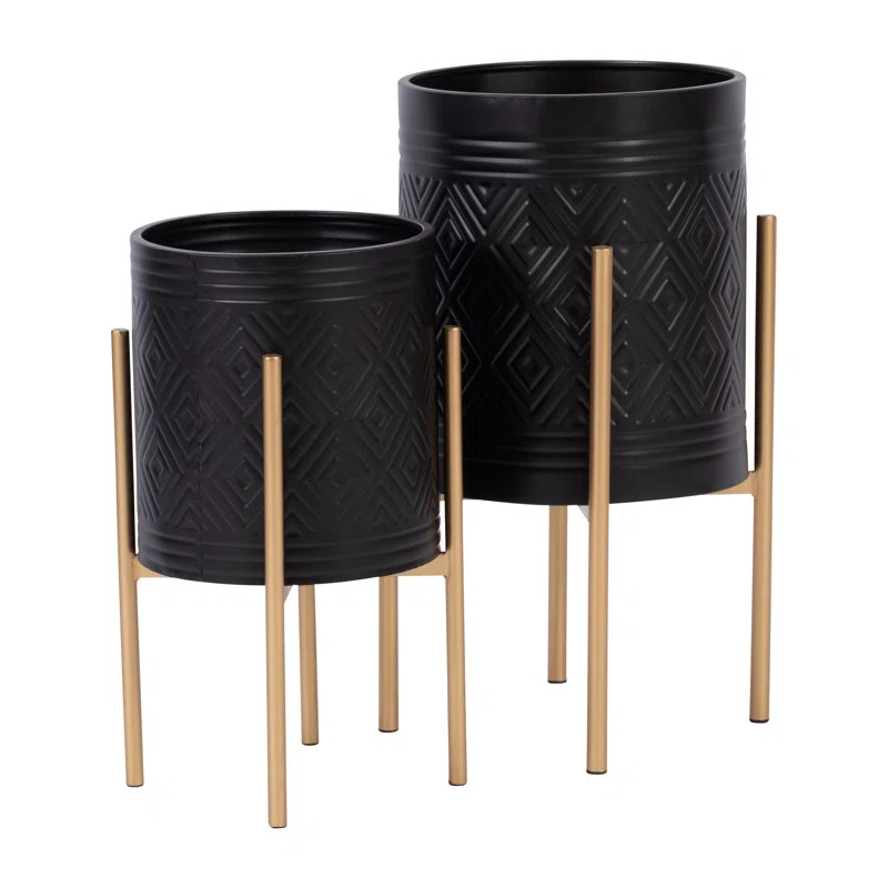2 Piece Metal Planter Display Stand Set | Wayfair North America