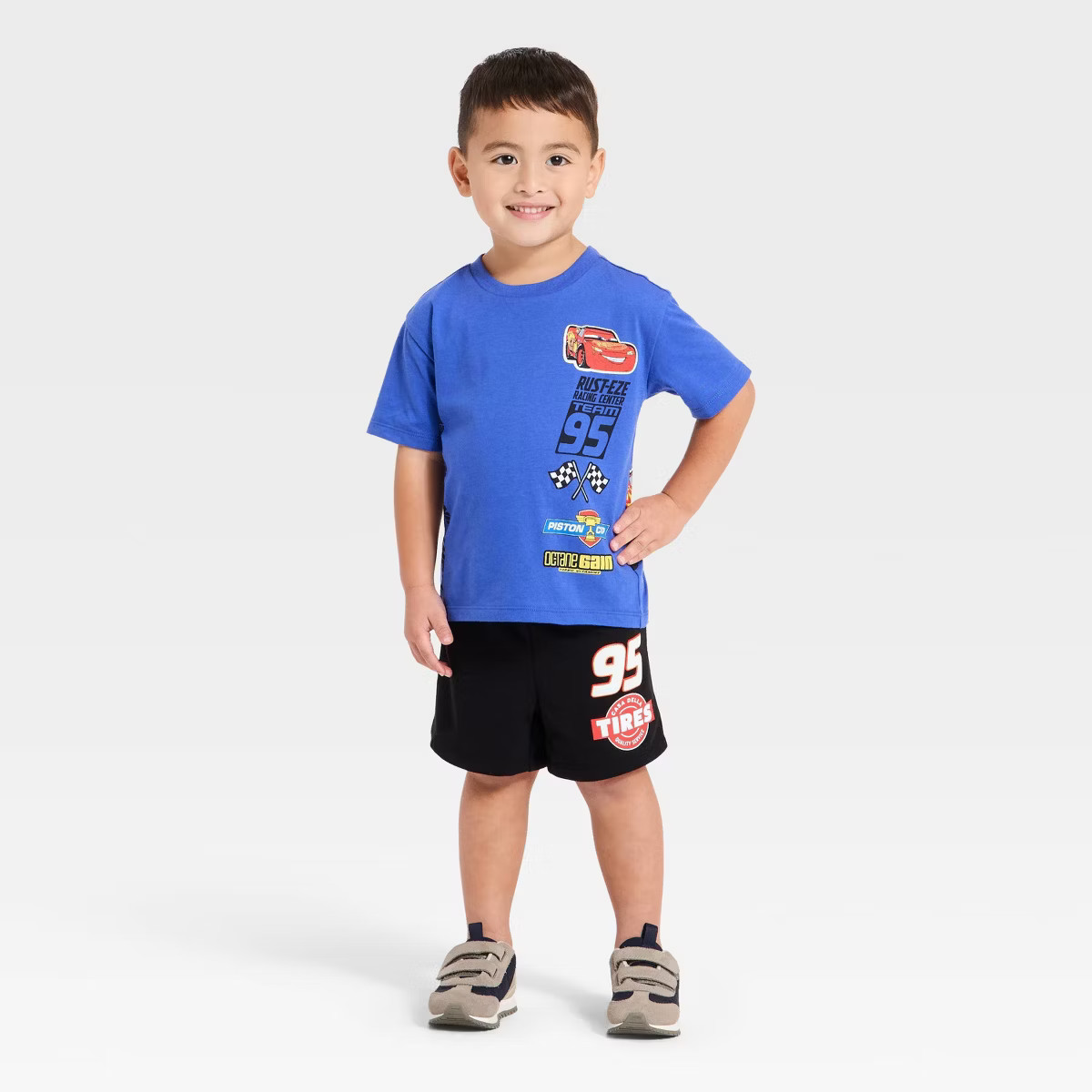 Toddler Boys' 2pc Disney Cars Lightning McQueen T-Shirt & Shorts Set - Blue | Target