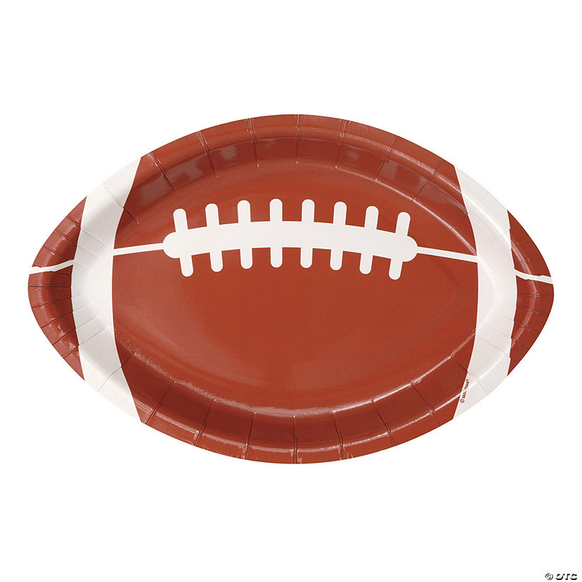 9 1/2" x 6 1/2" Football-Shaped Disposable Paper Dinner Plates - 8 Ct. | Oriental Trading Company